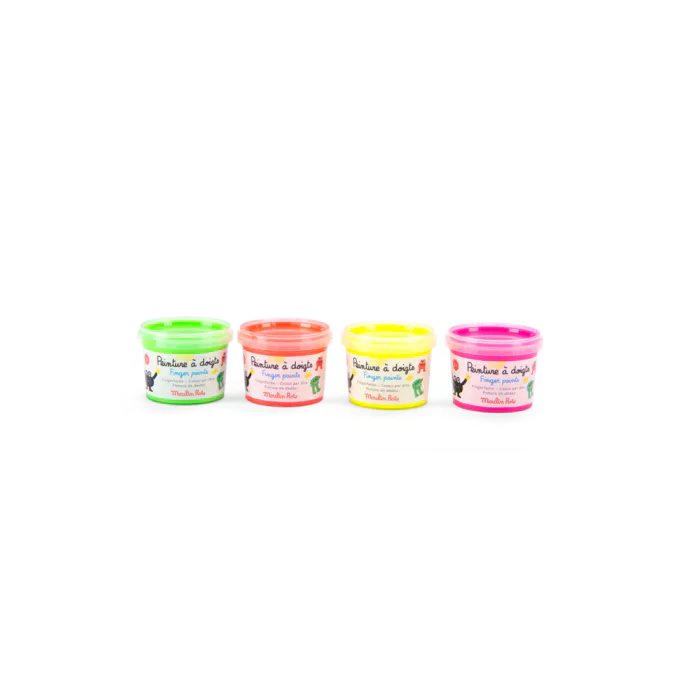 4 pots de peinture à doigts fluo - Jouet