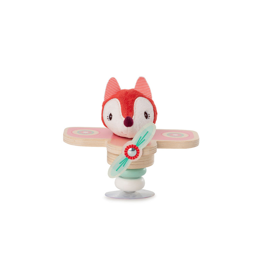 Alice the fox in a suction-cup swing plane - Toys