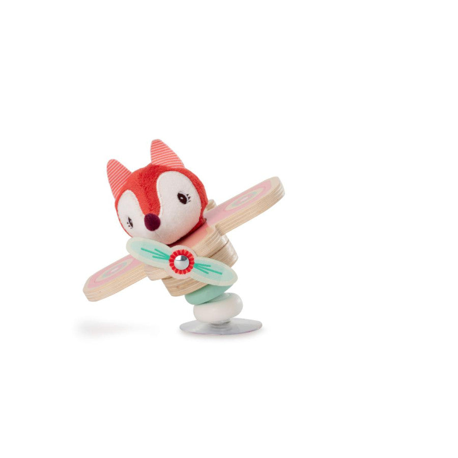 Alice the fox in a suction-cup swing plane - Toys