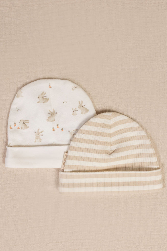 Baby hat - Sand/White striped (various sizes)