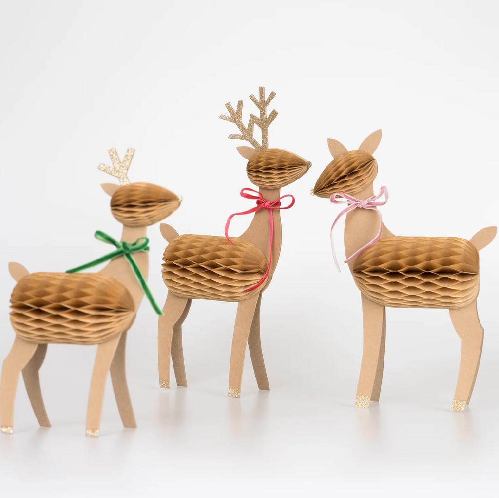 Honeycomb reindeer family (x 3) - Dekoration