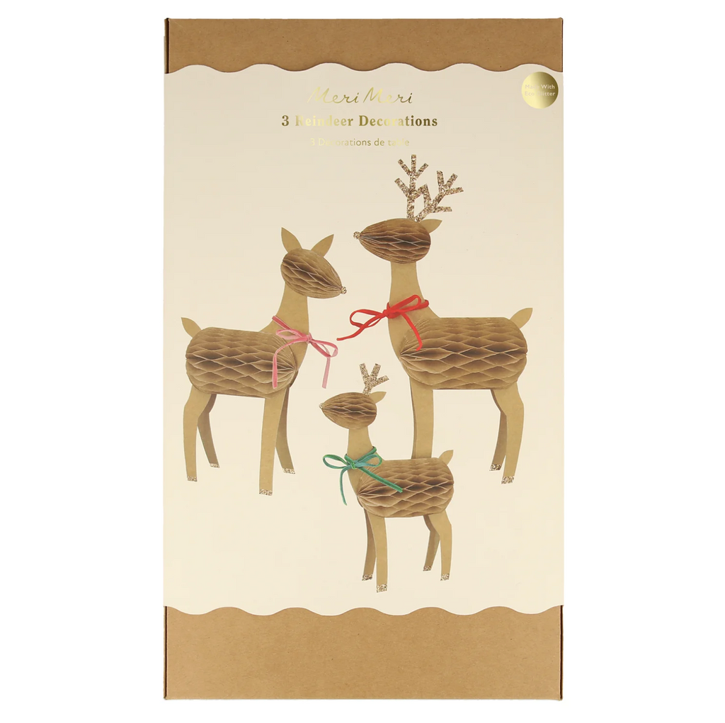 Honeycomb reindeer family (x 3) - Dekoration