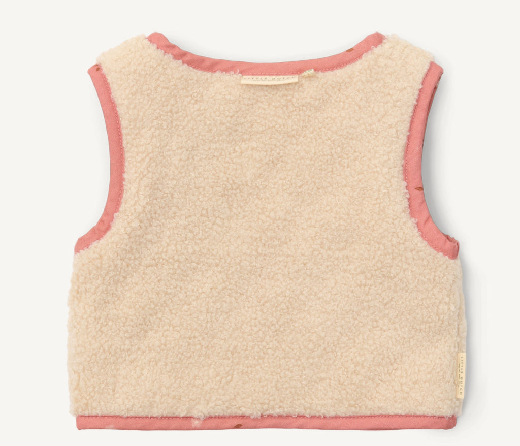 Reversible sleeveless cardigan - Sand / Rose Blooming