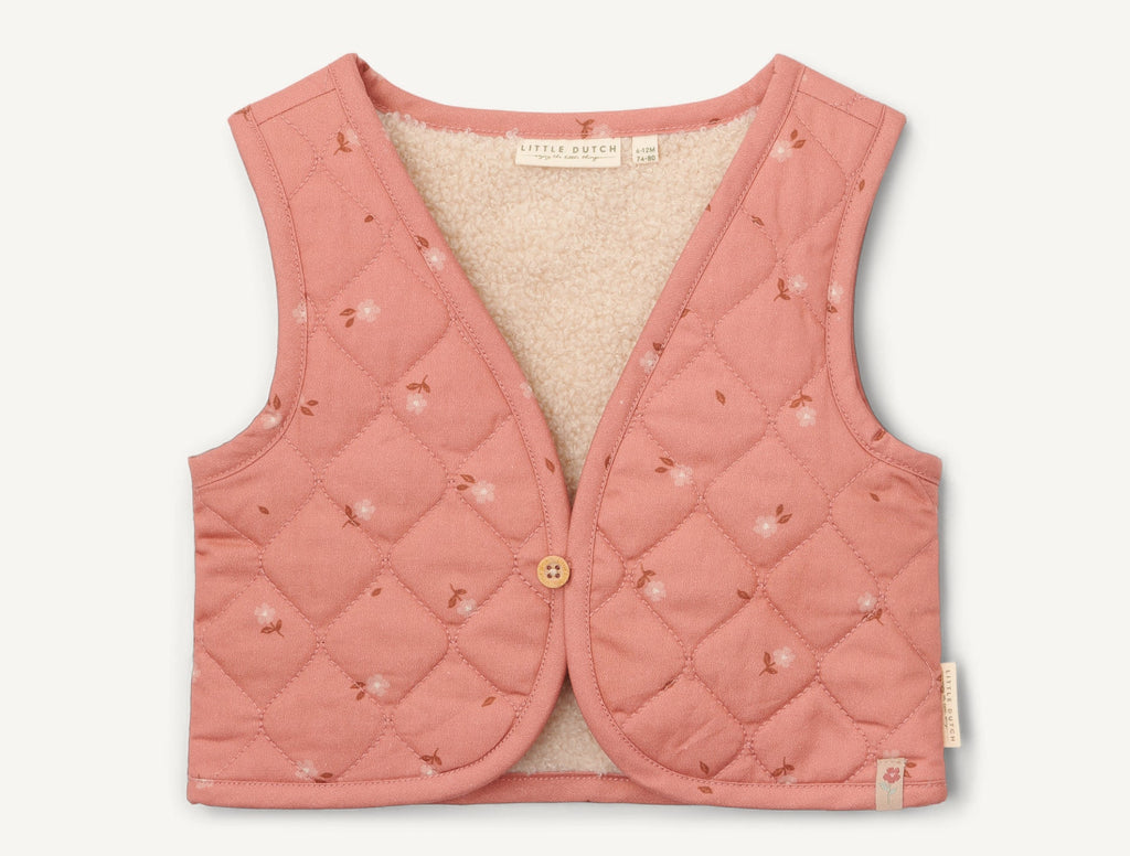 Reversible sleeveless cardigan - Sand / Rose Blooming