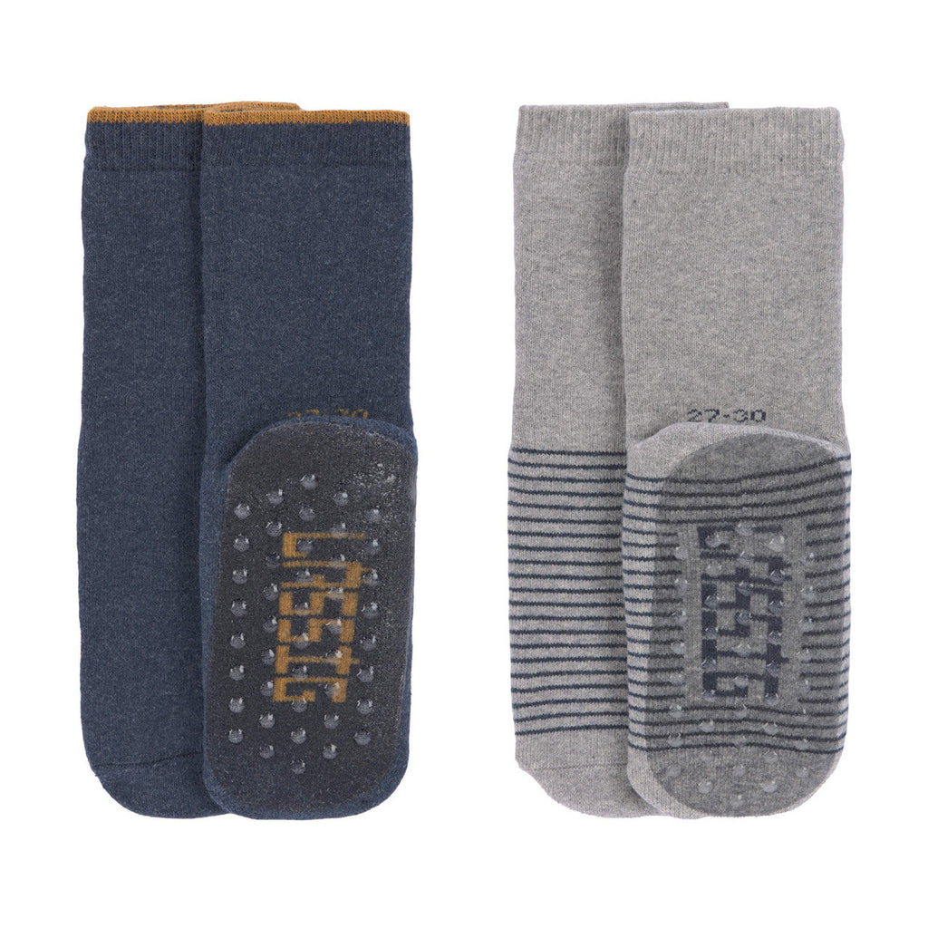 Set of 2 blue/grey non-slip socks (sizes