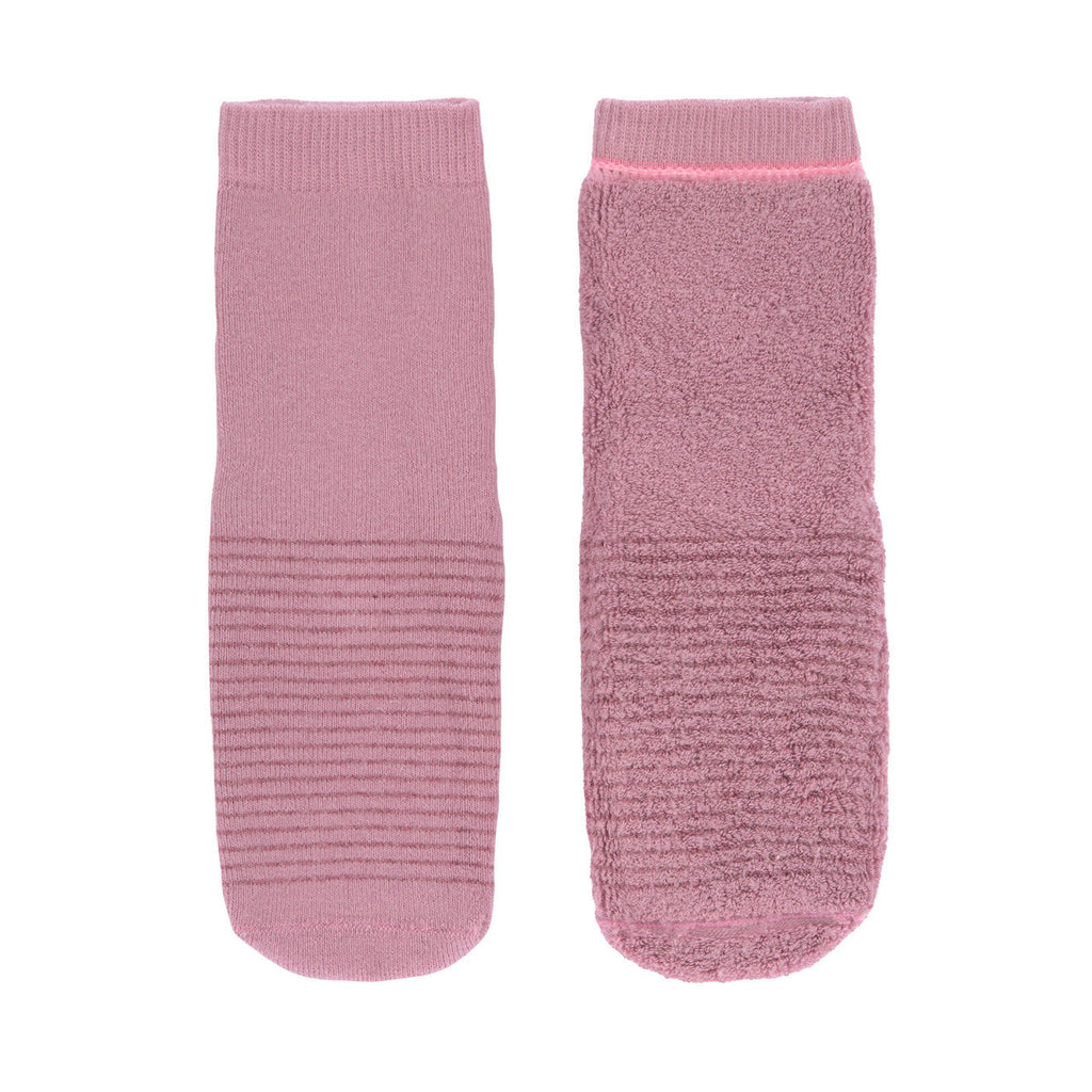 Set of 2 non-slip rosewood/pink socks