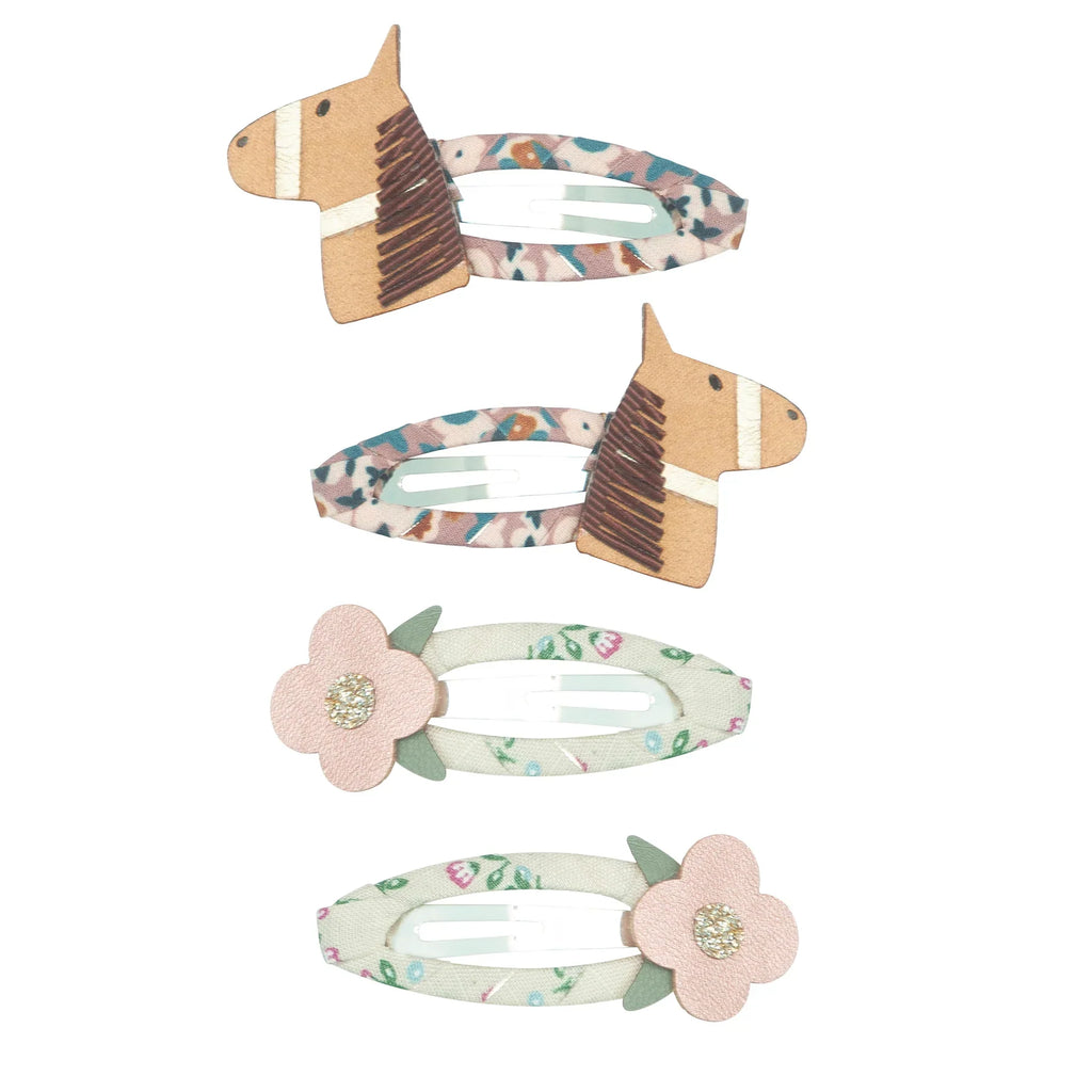 Hair clips - Horse & flower - Accessories