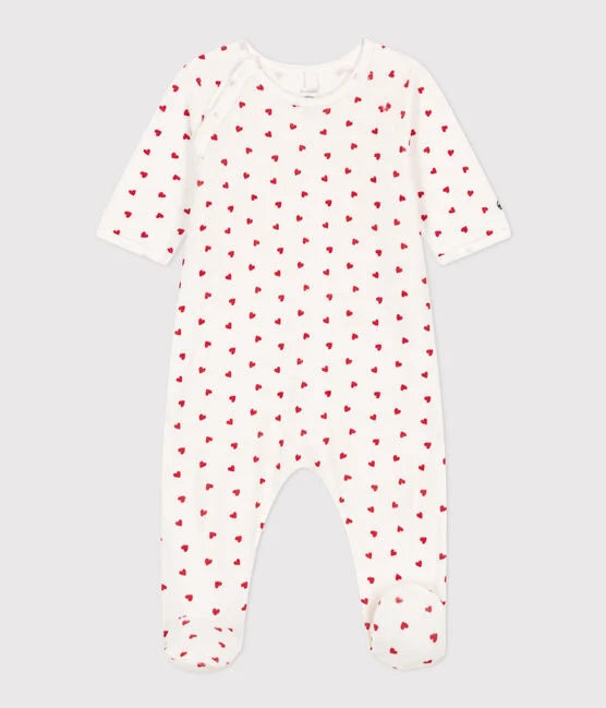 Pyjama bébé en velours coeurs