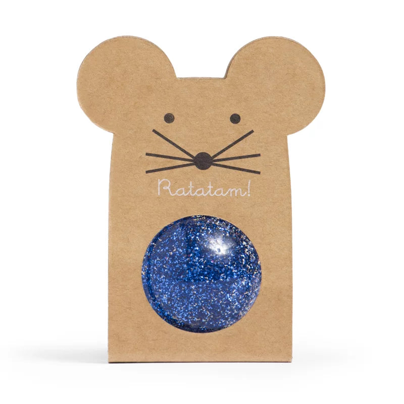 Balle rebondissante souris pailletée 42mm – Bleu