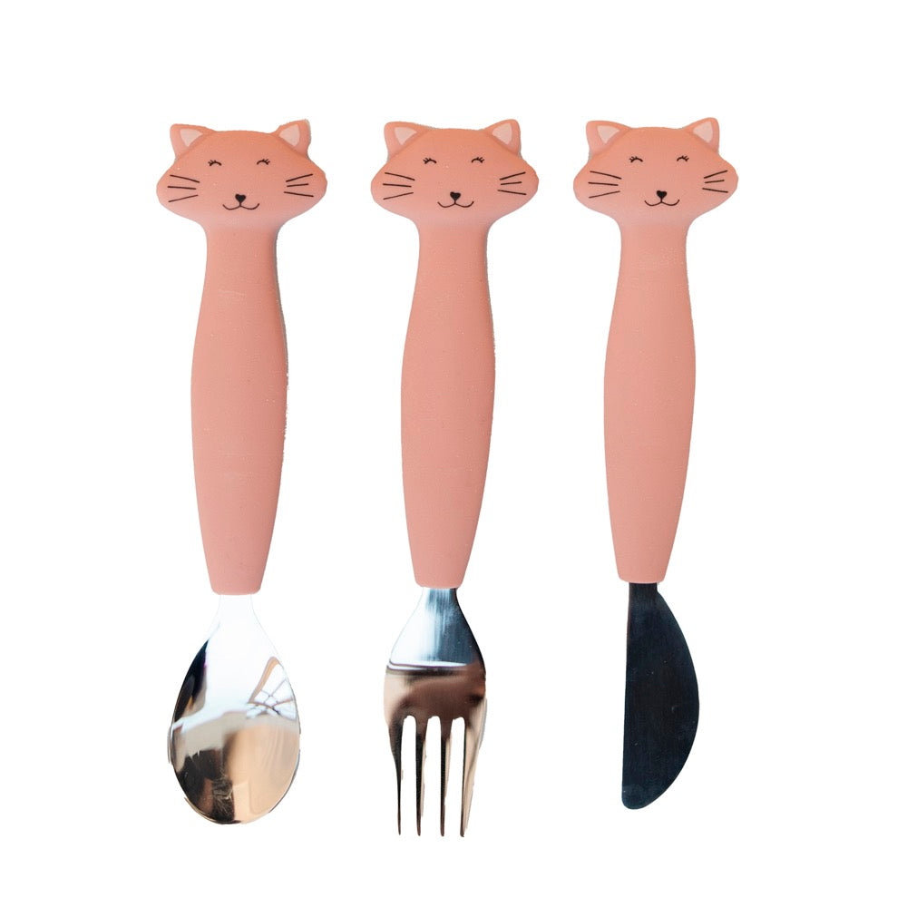 Couverts 3 pièces en silicone - Mrs. Cat - couverts