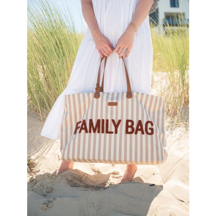 Family Bag Sac à Langer - Rayures - Nude/Terracotta - Sac