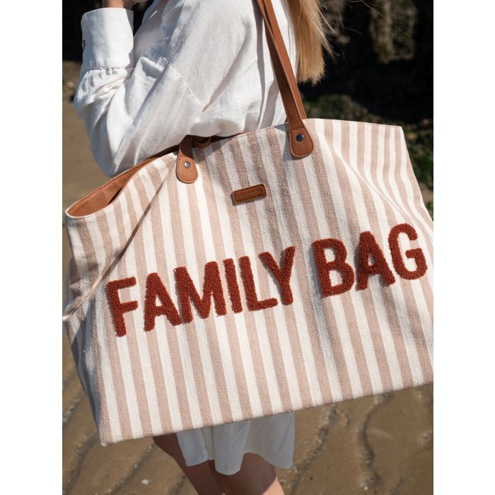 Family Bag Sac à Langer - Rayures - Nude/Terracotta - Sac