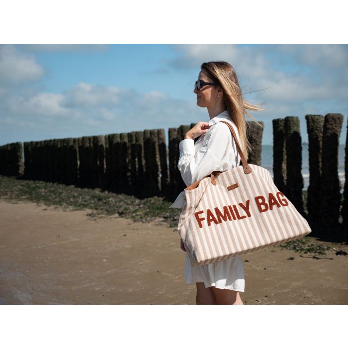 Family Bag Sac à Langer - Rayures - Nude/Terracotta - Sac