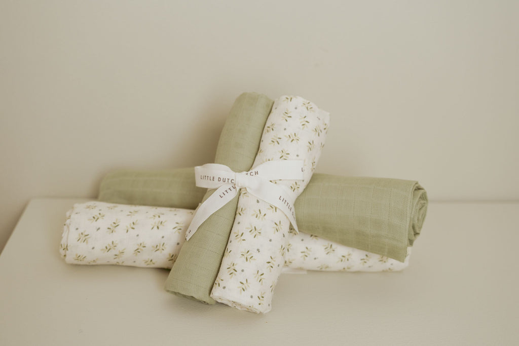 Langes Swaddles mousseline 70 x 70 Blueberry Leaves & Sage