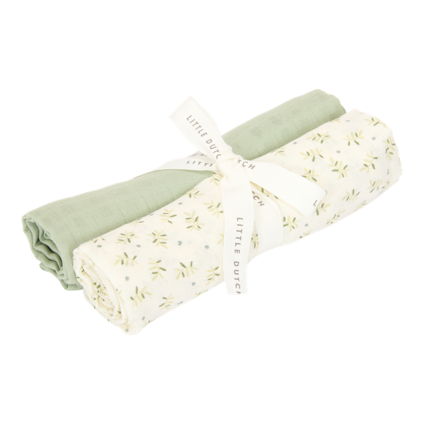 Langes Swaddles mousseline 70 x 70 Blueberry Leaves & Sage