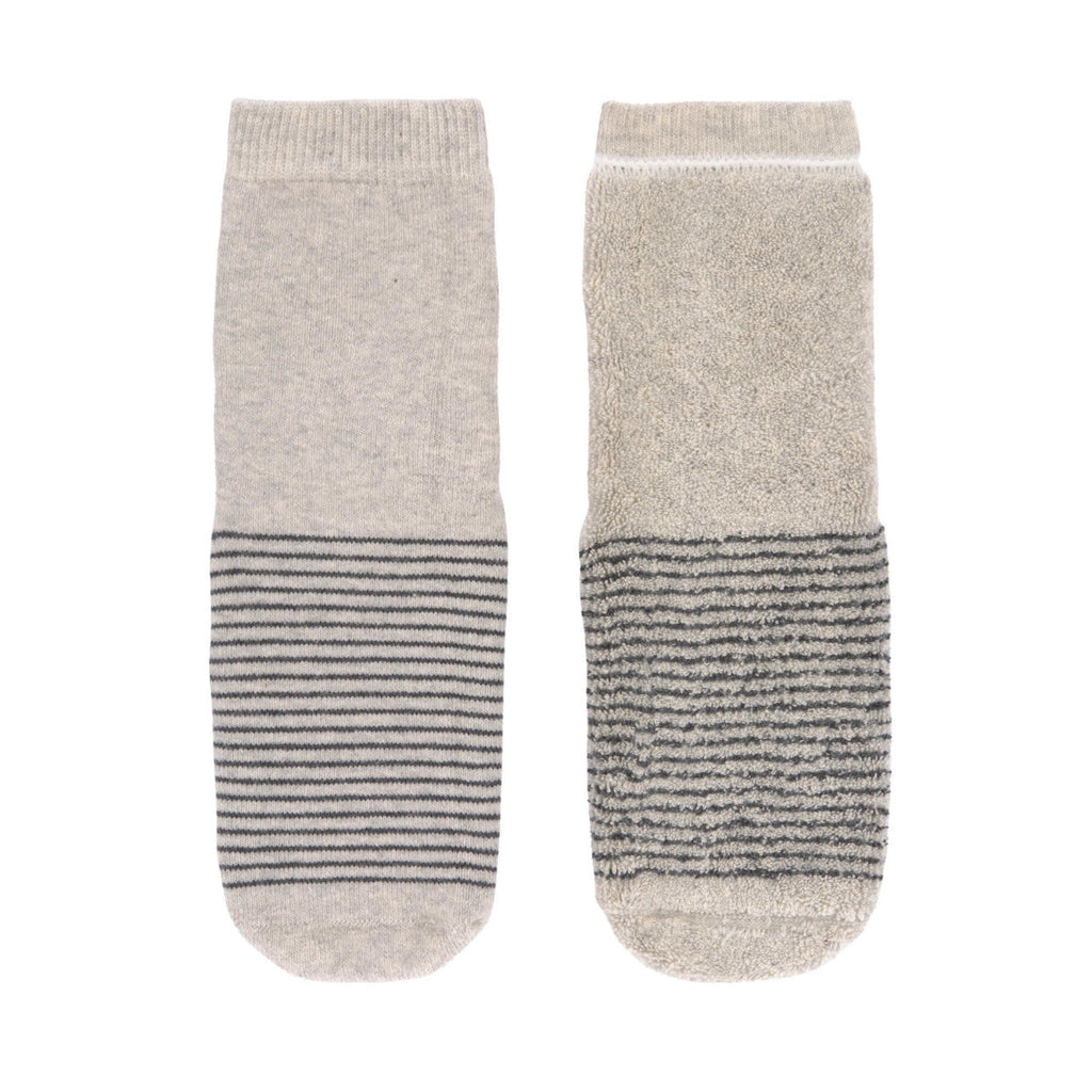 Lot de 2 chaussettes antidérapantes gris/beige (tailles