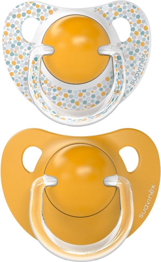 Set mit 2 Schnullern - Dreams Flat Duo Yellow aus Silikon 6-18