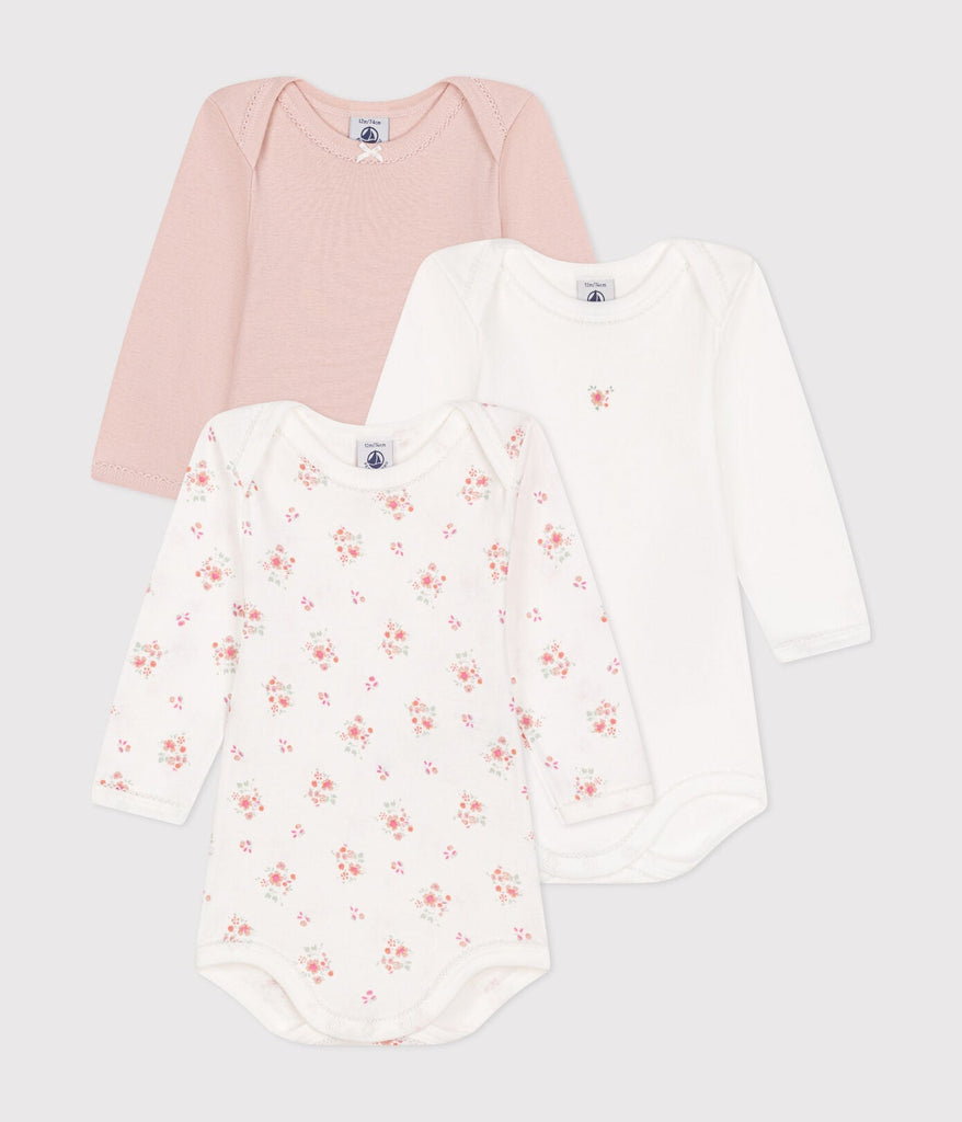 3er-Pack bodies Langarmshirts mit Blumenmuster, Baby, aus Baumwolle