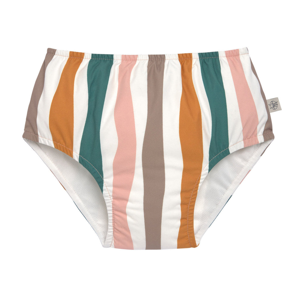 Maillot de bain couche - Vagues rose blanc