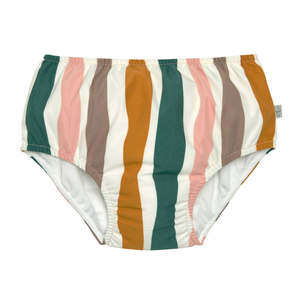 Maillot de bain couche - Vagues rose blanc