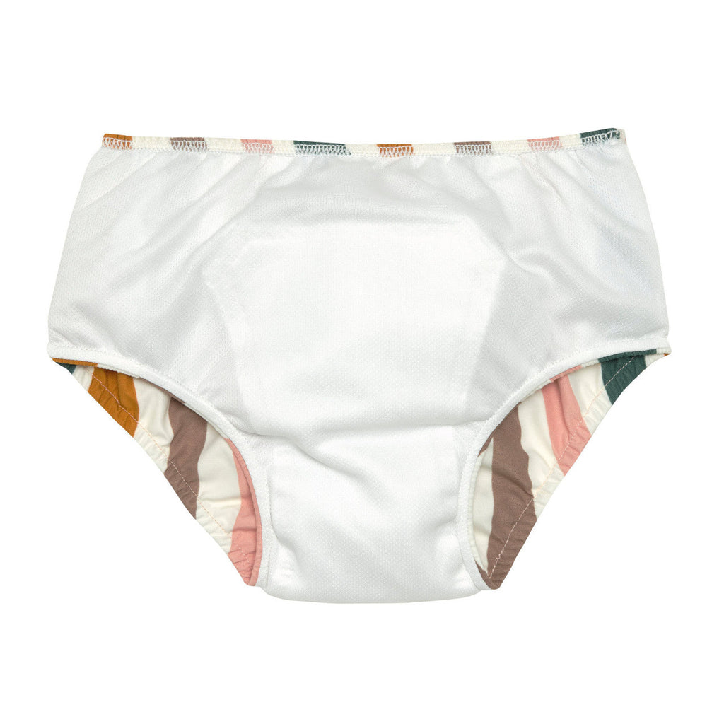 Maillot de bain couche - Vagues rose blanc