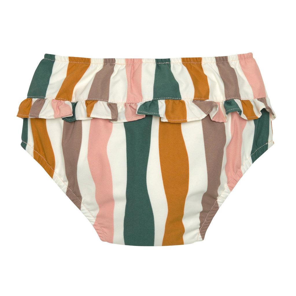 Maillot de bain couche - Vagues rose blanc