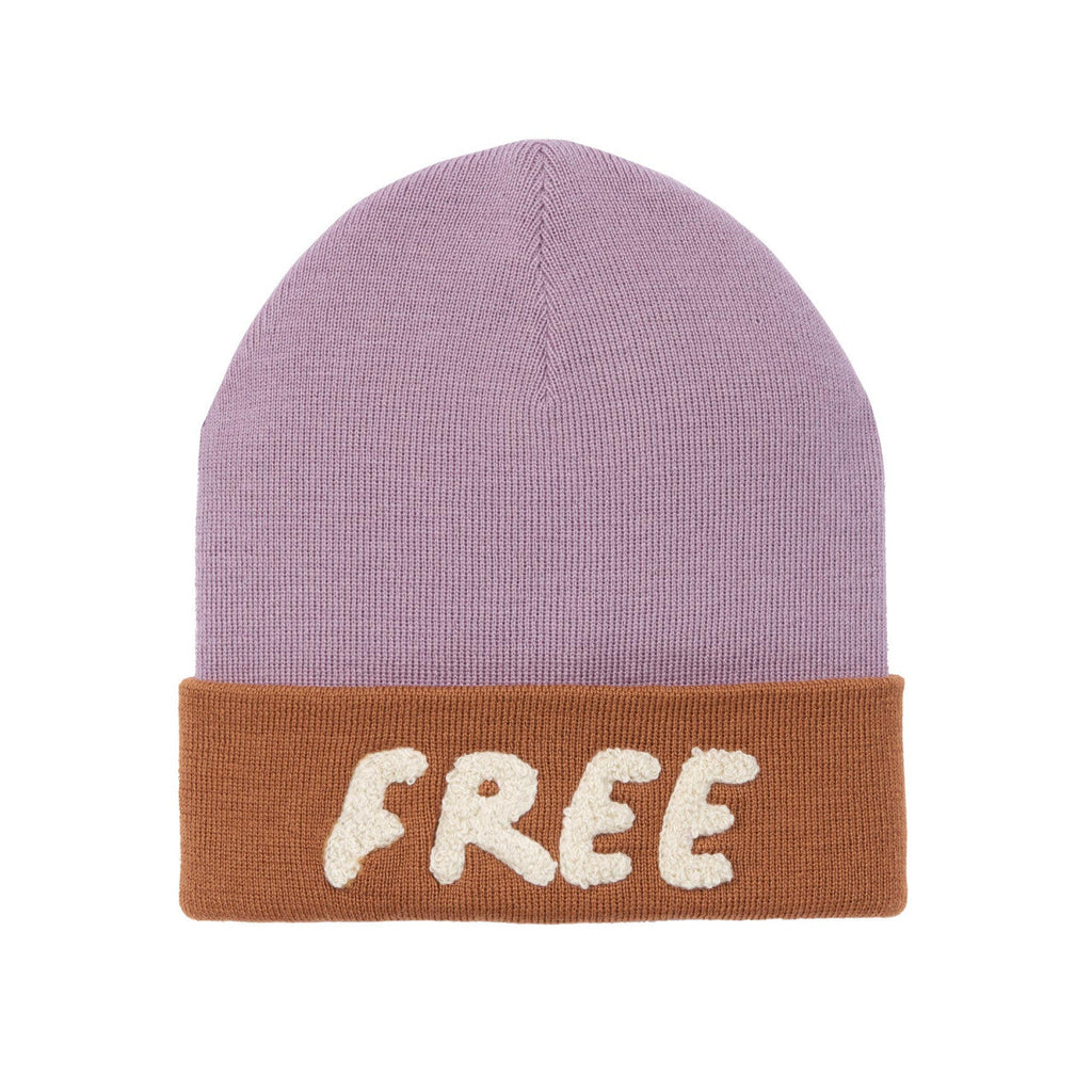 Merino Beanie - Little Gang Free Mütze Karamell/Flieder