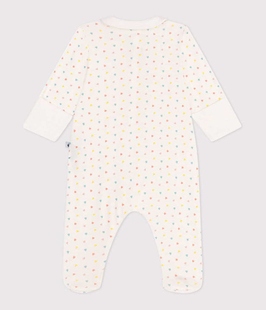 Pyjama bébé en coton à col avec zip cœurs - Pyjama jumpsuite