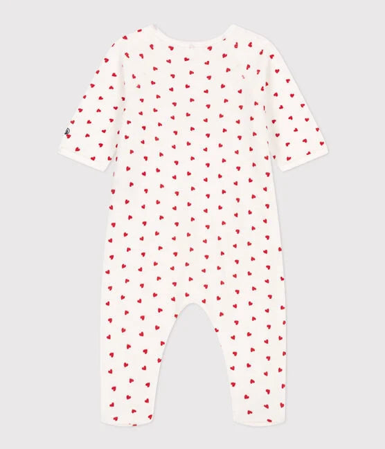 Pyjama bébé en velours coeurs