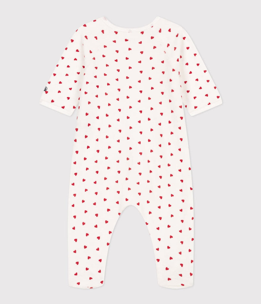 Pyjama bébé en velours cœurs (tailles 54-74) - Pyjama