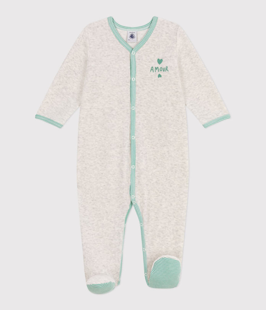 Pyjama bébé en velours uni (divers tailles) - Pyjama