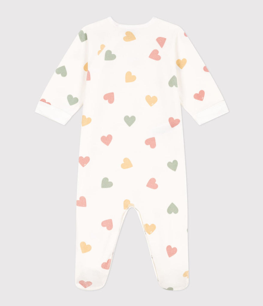 Pyjama coeurs multicolores en velours bébé