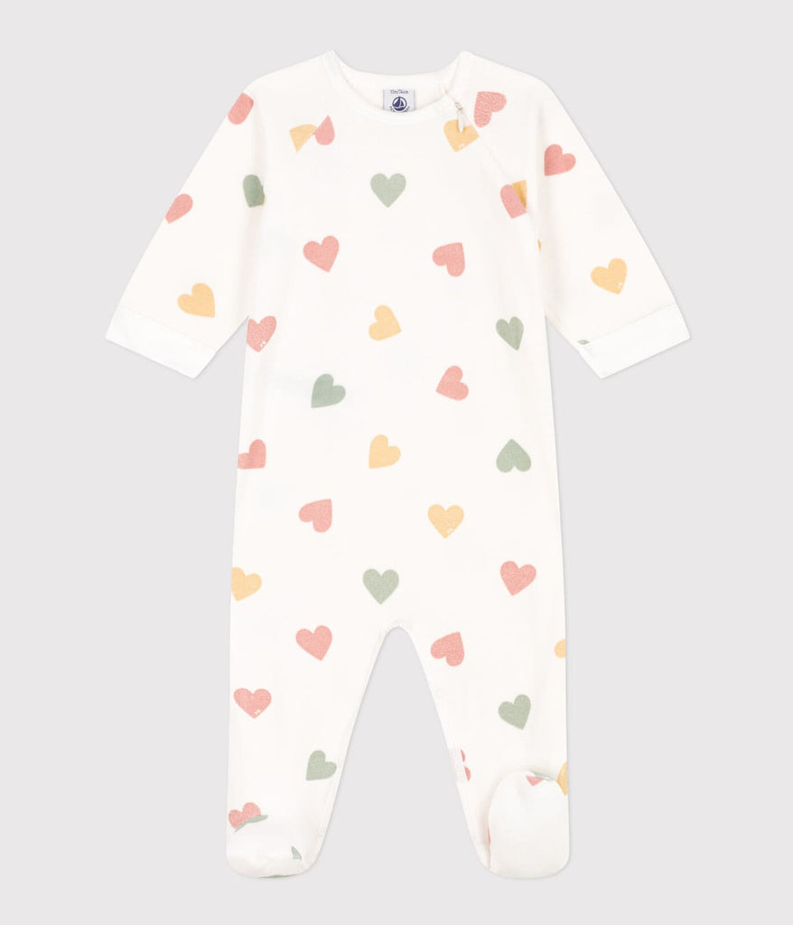 Pyjama coeurs multicolores en velours bébé