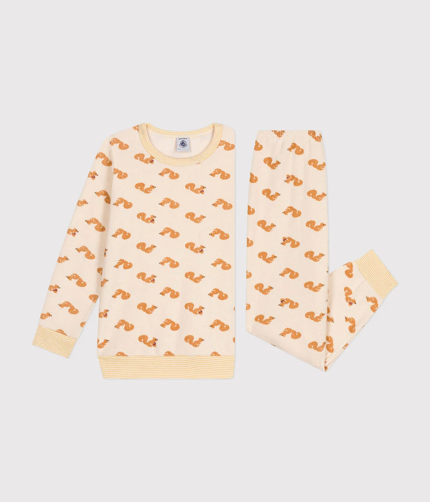 Frottee-Pyjama mit Eichhörnchen-Print (verschiedene Größen)