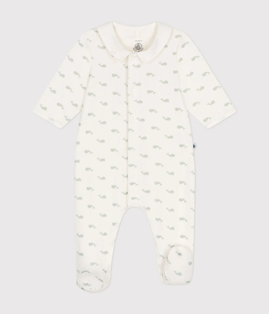 Pyjama en velours bébé - Marshmallow/Herbier (divers