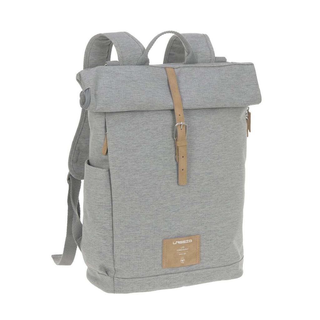 Wickelrucksack Rolltop grau melange - Babyreisen
