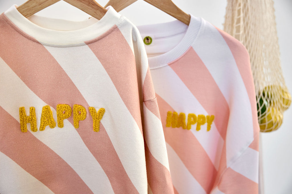 Unisex-Sweatshirt Happy - Milky/peach (verschiedene Größen)