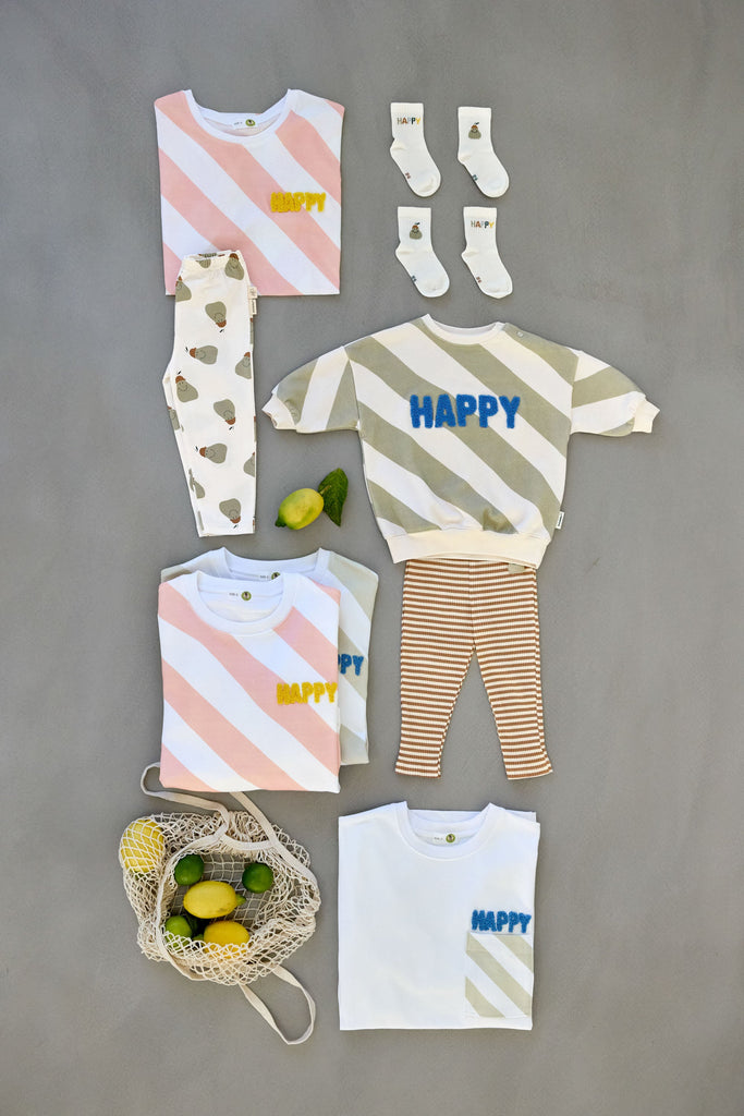 Unisex-Sweatshirt Happy - Milky/peach (verschiedene Größen)