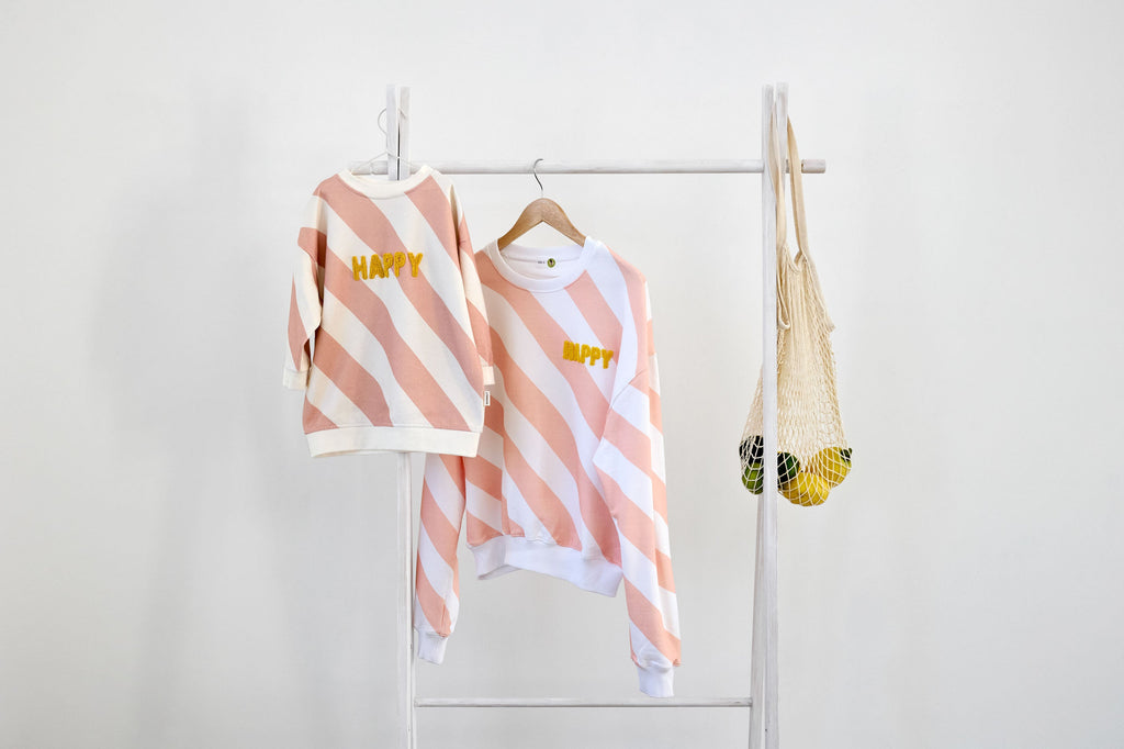 Unisex-Sweatshirt Happy - Milky/peach (verschiedene Größen)